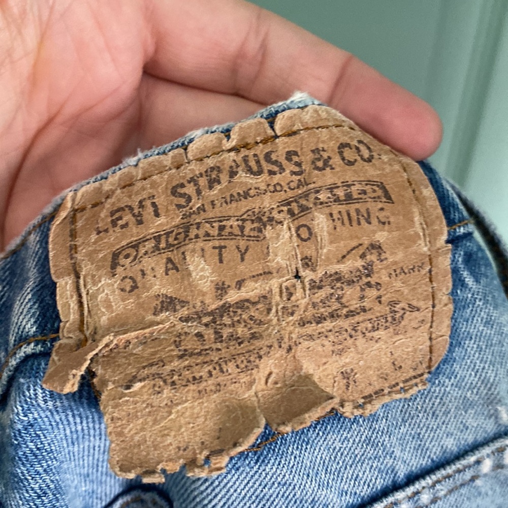 VNTG LEVIS ORANGE TAB 70s zipper fly DESTROYED jeans with super light wash 34/34 - Picture 9 of 13